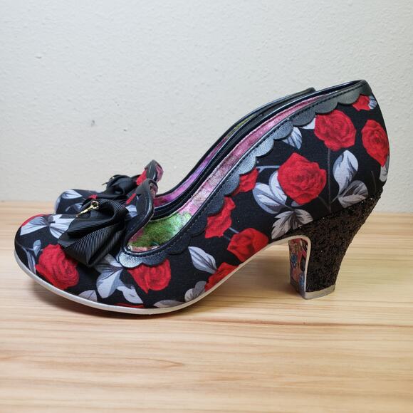 Irregular Choice Black and Red Floral Heels - Picture 1 of 12